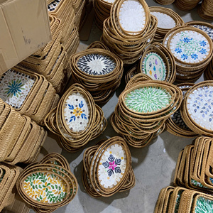 Durable Natural Woven Rattan Coasters for Dining <b>Table</b> Protection and Stylish Beverage Presentation - Product Image 2