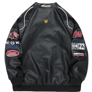 Custom Logo Varsity Jacket <b>Men</b> Windproof Hip Hop Racing Jacket Unisex Streetwear Coat - Product Image 5