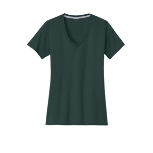 T-shirt pour femme de qualité supérieure, col en V, tissu extensible doux, manches courtes, haut décontracté, logo personnalisé, fournisseur de vêtements en gros - Product Image 1
