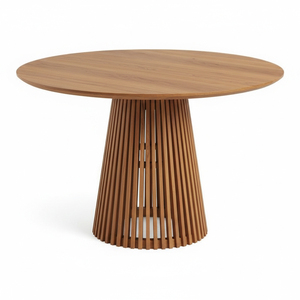 Table à manger ronde moderne minimaliste en teck massif de qualité supérieure pour la maison, le restaurant, le café avec une construction solide et durable - Product Image 3