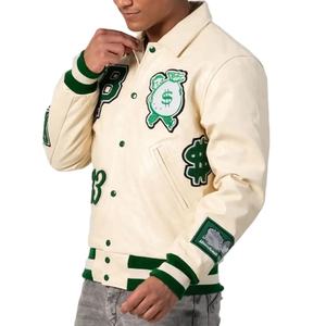 Blouson Bomber Polaire Homme Personnalisé Grande Taille avec Logo, Style Universitaire Décontracté, Patchwork, Coupe Courte, Imprimé Hiver - Product Image 2