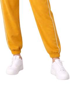 Ensemble de survêtement jaune moutarde personnalisé pour femme, veste zippée en mélange de coton et pantalon de jogging, tenue décontractée et sportive deux pièces - Product Image 6