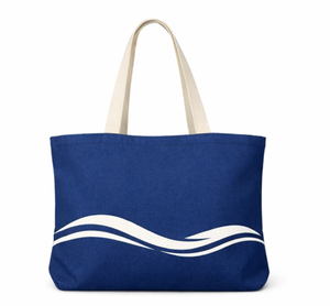 Sac fourre-tout en toile de plage écologique, sac fourre-tout promotionnel en coton bleu avec logo imprimé personnalisé - Product Image 1