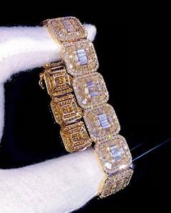 Pulsera VVS Moissanite con Corte Brillante, Chapada en Oro, con Engaste de Garras, Moderna, Regalo de Aniversario para Mujer, Plata 925, Totalmente Cubierta de Piedras - Product Image 4