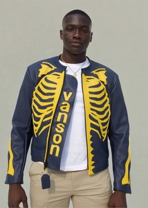 Veste en cuir à motif squelette, chauffante, écologique et coupe-vent - Style streetwear - Product Image 5