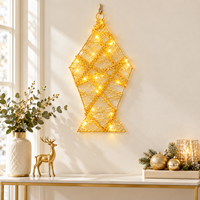 Petite lanterne lumineuse du Ramadan à piles, corps en fil tressé, forme rectangulaire, réutilisable, durable, pour la table de l'iftar