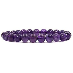 Pulsera de Cristal de Amatista Young & Forever, 18 cm, Elástica, con Cuentas, Piedra Curativa, Joyería de Purificación para Mujeres y Hombres - Product Image 2