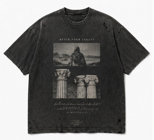 T-shirt graphique vintage personnalisé pour homme, coupe oversize, 100 % coton, délavé à l'acide, style streetwear, impression DTG vieillie - Product Image 1