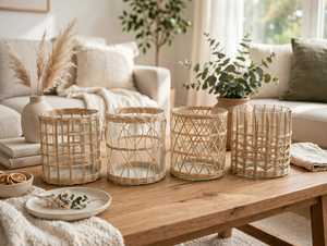 Shri Govind International - Maceta Decorativa Hecha a Mano, Moderna y de Lujo, Tejida en Bambú y Ratán, Ecológica, Sin Recubrimiento, para Decoración del Hogar - Product Image 1