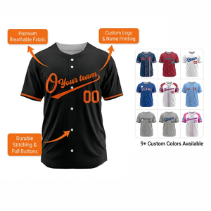 Camiseta de Béisbol Personalizada con Sublimación, Poliéster, Cuello Blanco y Azul, Números en Degradado Rojo, Manga Corta, Cierre de Botones - Product Image 6