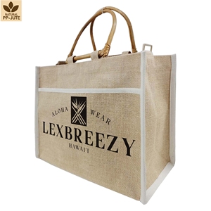 Bolsa de Compras Reutilizable de Yute Natural Laminado, 40x30x18 cm, Logotipo Personalizado, Venta al Por Mayor, Modelo OEM SNCH190 - Product Image 2
