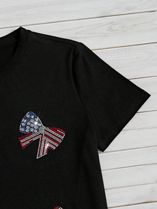Camisetas de Cuello Redondo para Mujer, de Algodón, Invierno, con Pedrería, Impresión Personalizada, Fabricantes OEM, Ecológicas, de Secado Rápido, Venta al Por Mayor, Alta Calidad - Product Image 5