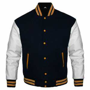 Veste de baseball décontractée pour homme de haute qualité, fabriquée au Pakistan, avec manches en cuir sur mesure, style hiver. - Product Image 1