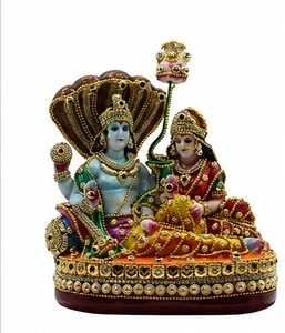 Figurine artisanale en résine Laxmi Narayan, sculpture décorative de table, art religieux traditionnel, pour anniversaire, maison, salon - Product Image 6
