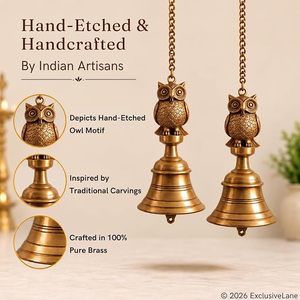 Brass Hanging Owl Bell Wind Chime Decorative Animal <b>Metal</b> Handbell Home Ornament - Product Image 4