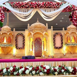 Wedding Mandap Stage Round Pillar and Drape Kit for <b>Backdrop</b> Decorations Mehndi Stage Banquet Stage Decoration Wedding Gallery - Product Image 3