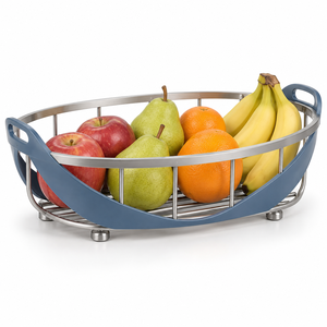 Panier à fruits classique moderne en métal avec poignées élégantes et design en fil métallique ouvert pour la cuisine, la table à manger, le comptoir et la décoration intérieure - Product Image 1