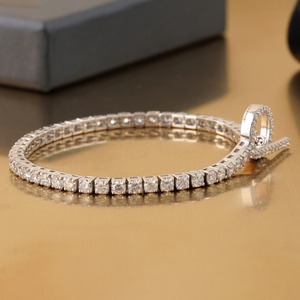 Pulsera de tenis de oro blanco de 14K con diamante redondo cultivado en laboratorio de 5.17 CT y cierre de palanca, joyería de moda - Product Image 3