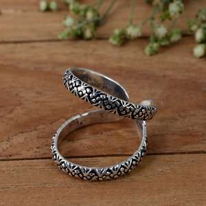 SHYAM JEWELRS Handmade 925 Sterling Silver Luxury Patterned Arthritis <b>Ring</b> Splint-<b>Adjustable</b> Swan Neck Support for PIP/DIP Joint - Product Image 3