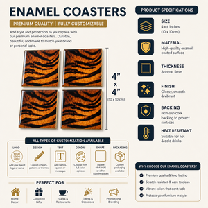 Juego de Posavasos Cuadrados de Cerámica Esmaltada con Diseño de Rayas de Tigre, Hechos a Mano, Antideslizantes para Mesa o Barra - Product Image 3