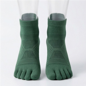 Green 5 Toe Ankle <b>Socks</b> Breathable Knitted Polyester Spandex <b>Running</b> Sport <b>Socks</b> for Adults Summer Geometric Pattern - Product Image 1