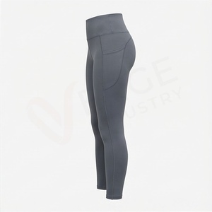 Leggings de Yoga de Cintura Alta y Largo Completo, Color Sólido, Sin Costuras, de Spandex y Nailon, Pantalones Elásticos - Product Image 3