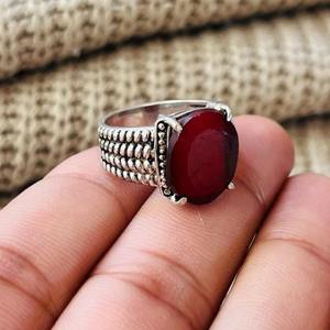Gothic Vintage Garnet Brass <b>Ring</b> Silver Plated Handmade Textured <b>Statement</b> Wholesale <b>Ring</b> For Women - Product Image 2