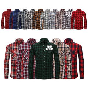 Men's Green Black Plaid Long Sleeve Shirt Custom Printed Front Design Autumn Cotton Shirts in responsible price - Product Image 4