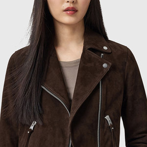 เสื้อแจ็คเก็ตหนังแฟชั่นผู้หญิงแบบครอปสำหรับฤดูหนาว  แบบมีซิป - Product Image 4