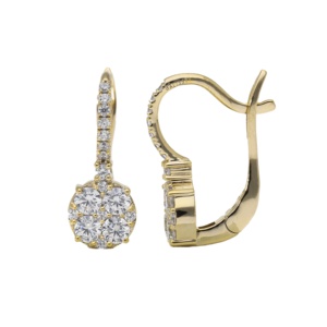 Pendientes de Aro Redondos con Corte Brillante, Chapados en Oro de 14K y Rodio, con Diamantes Naturales, Diseño Personalizable para Mujer, Venta al por Mayor para Bodas y Fiestas - Product Image 2