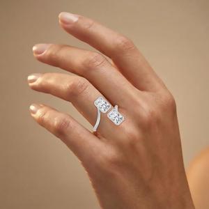 Anillo de diamantes con corte radiante, oro rosa de 9k, diamantes cultivados en laboratorio, bisel de moda, joyería fina, brillo radiante, belleza eterna, oro blanco y amarillo - Product Image 2