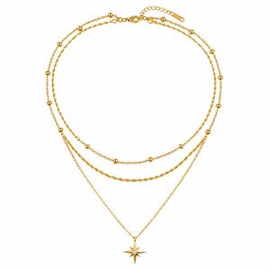 สร้อยคอเหล็กกล้าไร้สนิมแบบหลายชั้น ชุบทอง 18K สำหรับแบรนด์ขายส่ง - Product Image 4