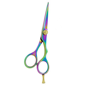 Professional Salon Hair Cutting Scissors Stainless Steel <b>Blade</b> Multi-Color Design Gold Adjustment Screw Sharp Medium Handle - Product Image 1