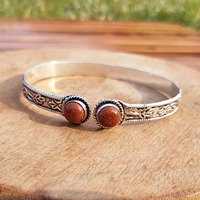 Bracelets manchette en laiton plaqué or et argent, sertis de pierres précieuses en grès doré, unisexe, classique, pour la guérison spirituelle et la pleine conscience, cadeau