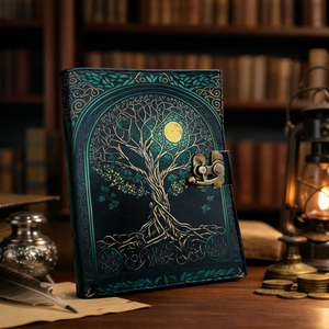 สมุดบันทึกหนังทำมือวินเทจขนาด A5 ของขวัญปรับแต่งได้ อุปกรณ์คาถาโบราณ สมุดโน้ตวิคคา สมุดสวดมนต์ กระดาษกรีกแบบลึกลับ - Product Image 3