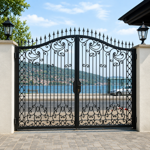 Custom Steel Gates for Luxury Villa, Decorative Wrought <b>Iron</b> Driveway Gate with Heavy Duty Construction and Powder Coated Finish - Product Image 4