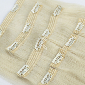 ผมต่อแบบคลิปหนีบตรงผมแท้สีบลอนด์เงางามเป็นพิเศษผมต่อจริงคุณภาพสูง - Product Image 3