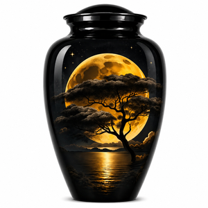 Beautiful Nature Yellow Black Sticker with Enamel <b>Memorial</b> Cremation Urn for Adults Human Funeral Ashes - Product Image 2