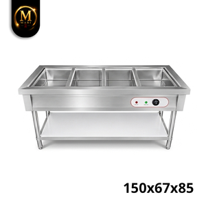 Baño María Comercial de Acero Inoxidable de Alta Resistencia con 4 Compartimentos, Calentador de Alimentos a Vapor para Cafetería, Buffet y Catering - Product Image 1