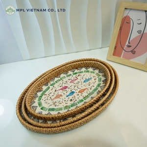 ถาดเสิร์ฟหวายสานมือรักษ์โลก ลายคริสต์มาส รูปวงรี สำหรับร้านอาหาร งานจัดเลี้ยง ใช้สัมผัสอาหารได้ - Product Image 6