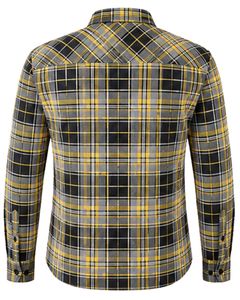 Camisa de Franela a Cuadros Amarilla y Negra Personalizada para Hombre, Corte Ajustado, con Botones, Manga Larga, de Algodón, Estilo Casual - Product Image 3
