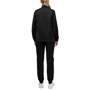 Ensemble de survêtement pour femme, couleur noir bordeaux, manches longues, fermeture éclair, col montant, style sportif, matière à séchage rapide, survêtement d'hiver - Product Image 6
