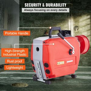 Sonda Elettrica per Pulizia Fognature da 420W, 36,5m x 7/8 Pollici, con 6 Lame e 2 Cavi in Acciaio, Alimentazione Manuale - Product Image 6