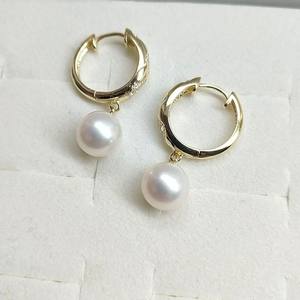 S925 <b>Silver</b> Ear Studs Round Flawless 8-9mm Seedless Freshwater Pearls High Quality Ear <b>Clips</b> - Product Image 2