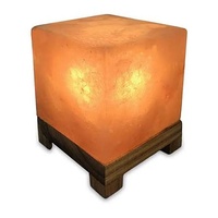 Lampe en sel rose de l'Himalaya naturel de haute pureté, en forme de cube carré, lumière de chevet décorative
