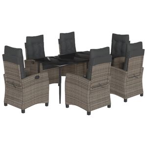 Set da Pranzo da Giardino in Rattan Grigio Scuro per 6 Persone, Resistente alle Intemperie, Design Contemporaneo - Product Image 4