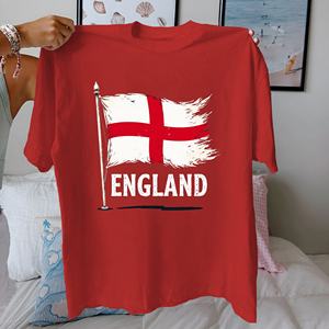 <b>England</b> Women's <b>Tshirt</b> with St George's Cross Print Comfort Fit Casual Style 100% Pure Cotton Knitted Fabric - Product Image 3
