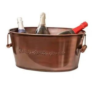 Solid Made Metal Ice Beverage Tub Stainless Steel Party Cooler Bucket <b>Wine</b> Beer Chiller Tub Party Use - Product Image 1