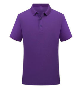 Polo de Piqué Morado Sólido para Hombre, Manga Corta, Casual, Tejido, Corte Regular, Diseño con Botones - Product Image 1