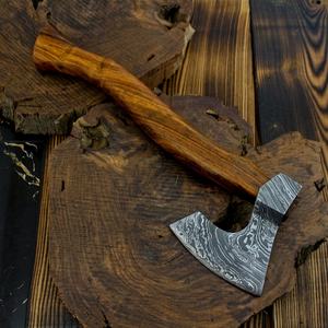 Hacha Tomahawk Forjada a Mano al por Mayor, Hacha de Acero de Damasco para Camping y Caza al Aire Libre, Hacha de Supervivencia con Mango de Madera y Funda - Product Image 5